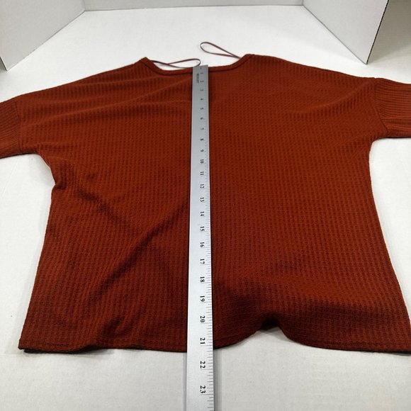 Paper Crane Womens Sz Medium Sweater Shirt Cropped Button Front Tie Waist Brown - Picture 11 of 13